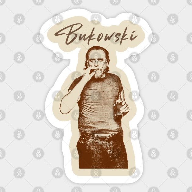 Charles Bukowski - retro vintage sketches Sticker by NMAX HERU